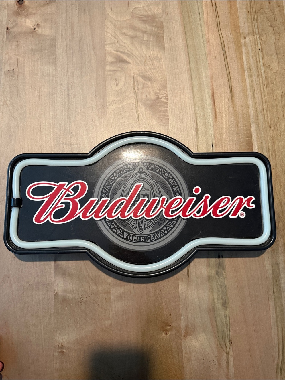 Budweiser Black and Red Illuminated Logo Wall Plaque